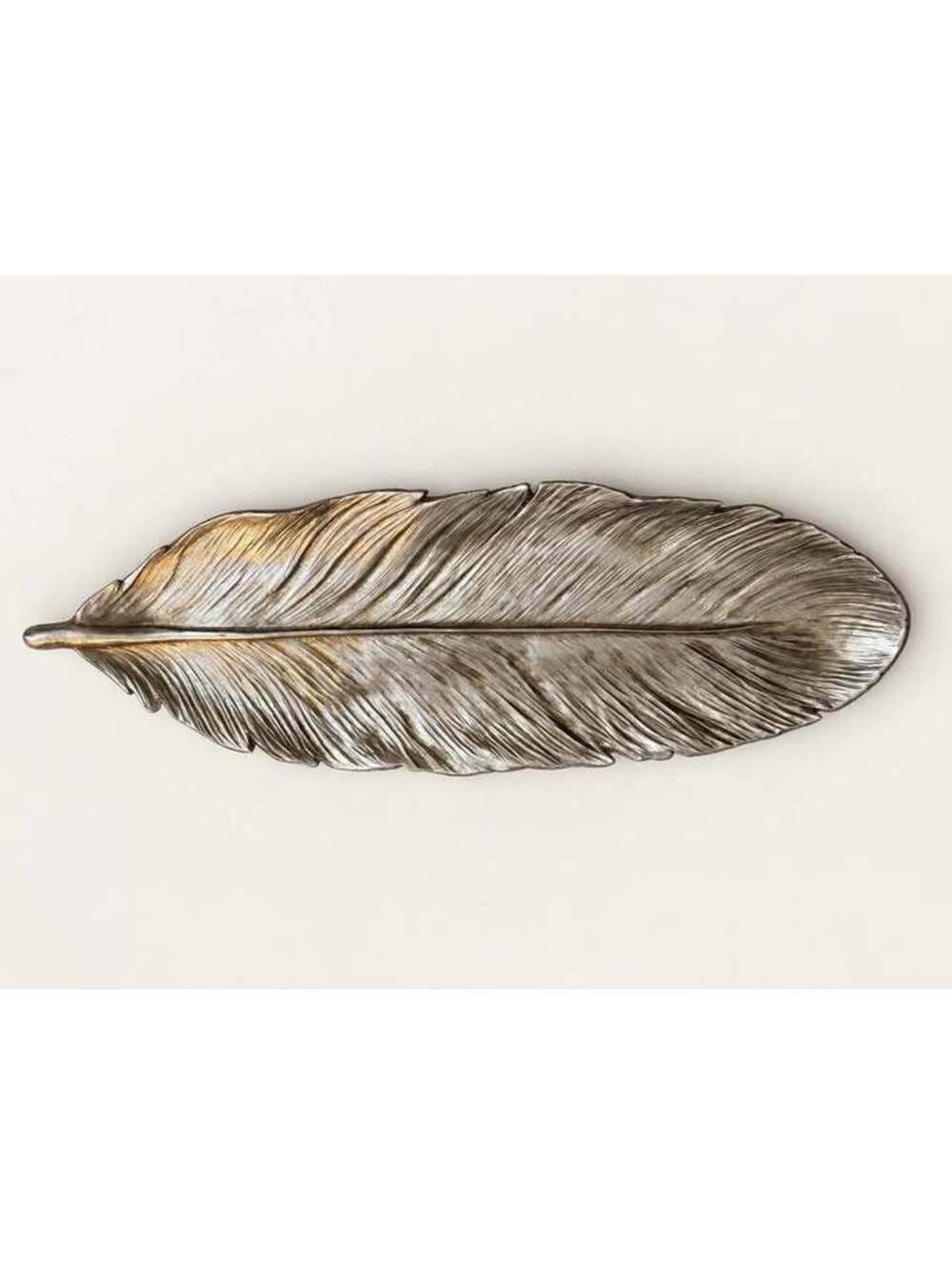 Arcilla Elemental Polystone Glam Metallic Feather Decorative Bowl in Silver